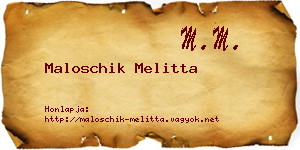 Maloschik Melitta névjegykártya